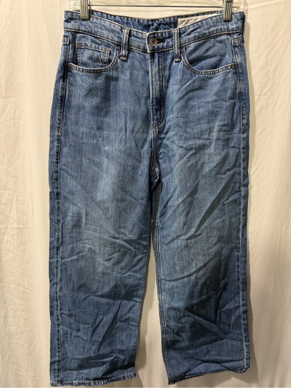 rag & bone Faded Blue Wide-Leg Jeans